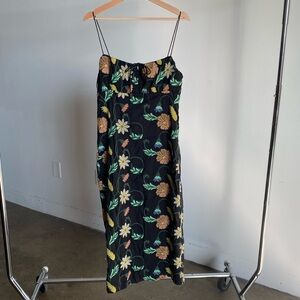 NWOT Rhode Black Floral Embroidered Midi Dress Sz S